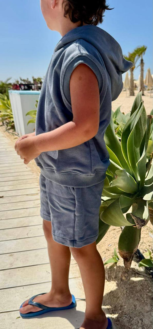 Kids summer outfit with short-sleeve top and matching shorts